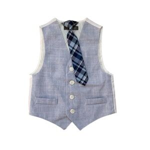 NWOT Van Heusen Blue Toddler Dress Vest with Clip On Tie Size 2T